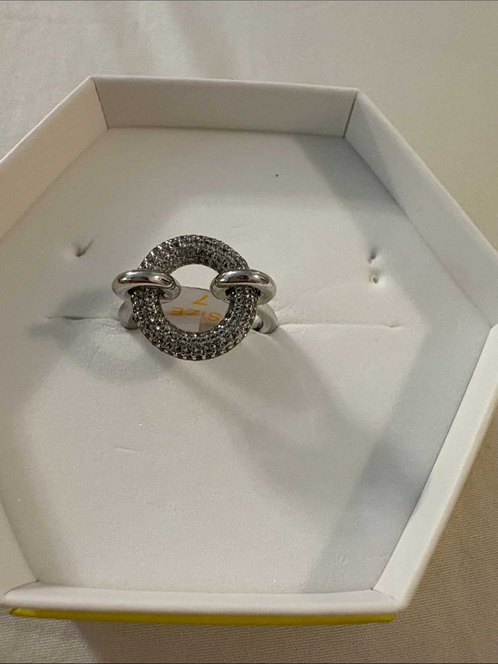 Silver Pavé Circle Link Ring - Women's Jewelry